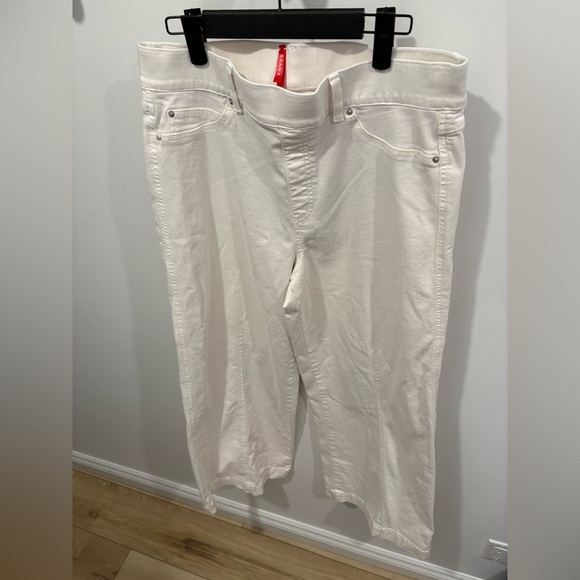 Spanx Women's Jeans Seamed Front Wide Leg inn Ecru Wash Pull-on XL - Picture 9 of 10